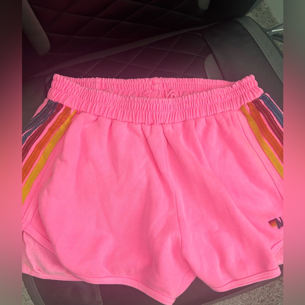 Aviator Nation 5 Stripe Jogger Shorts Hot Pink Extra Large